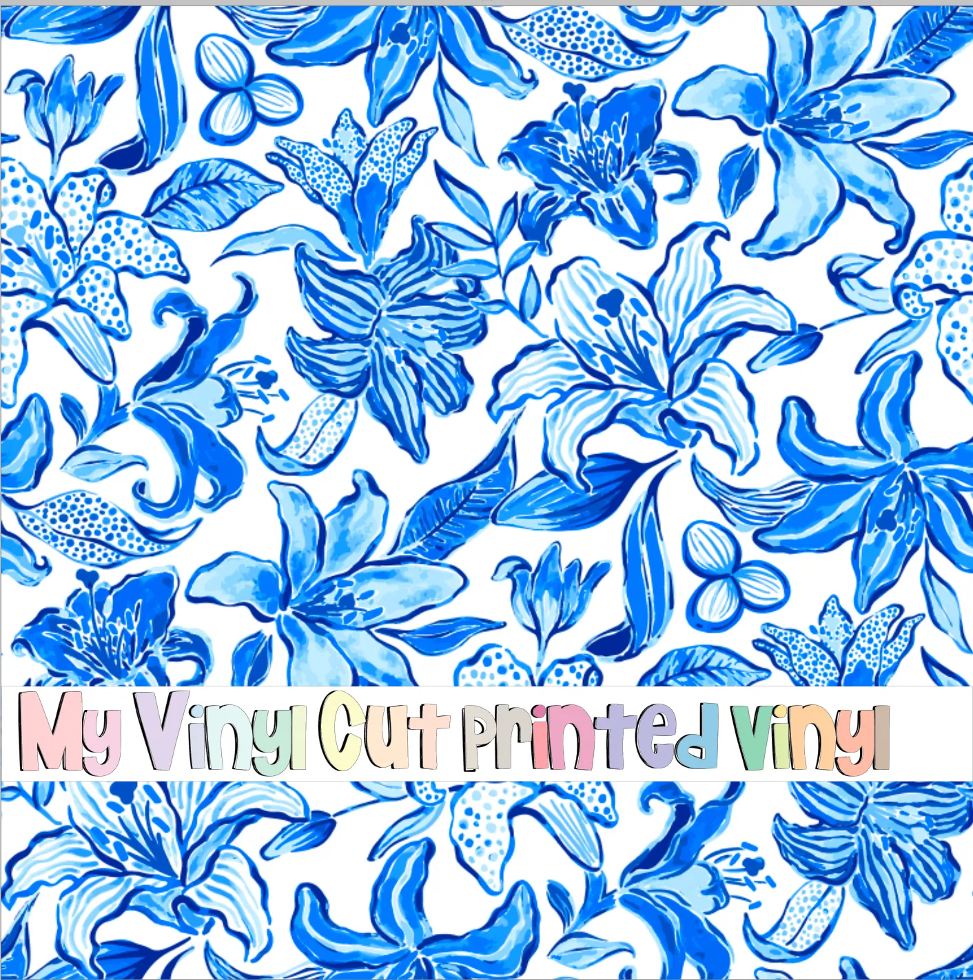 Printed Vinyl & HTV Lillybelle Blue Pattern 12 x 12 inch sheet