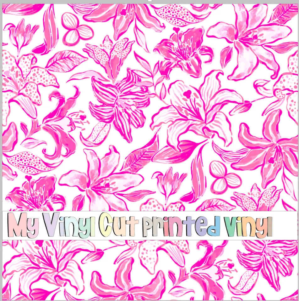 Printed Vinyl & HTV Lillybelle Pink Pattern 12 x 12 inch sheet