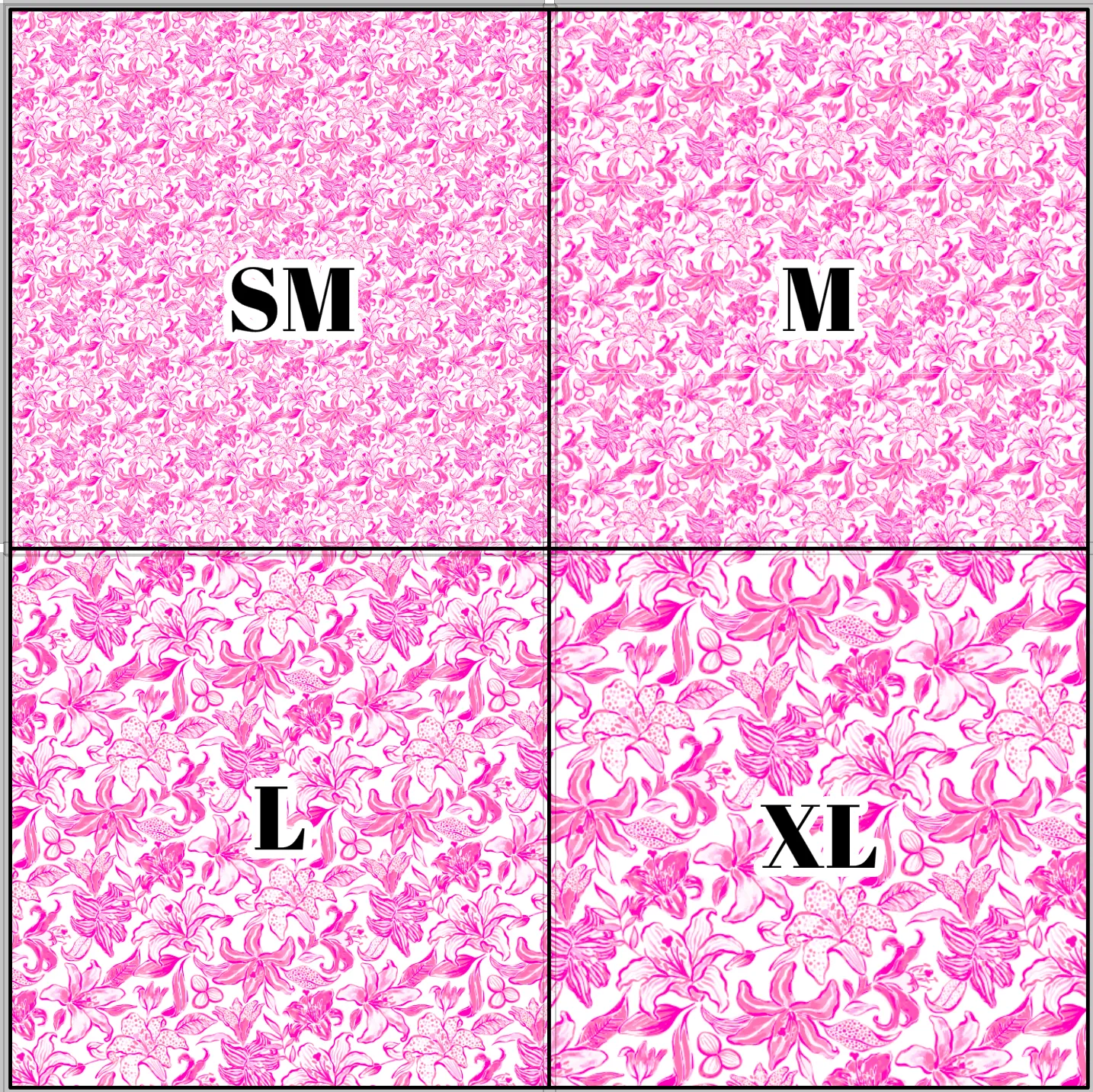 Printed Vinyl & HTV Lillybelle Pink Pattern 12 x 12 inch sheet