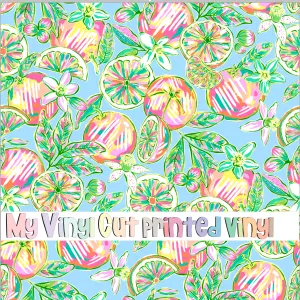 Printed Vinyl & HTV Orangita Blue Pattern 12 x 12 inch sheet