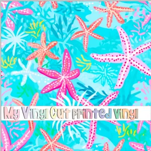 Printed Vinyl & HTV Preppy Beach House F Pattern 12 x 12 inch sheet