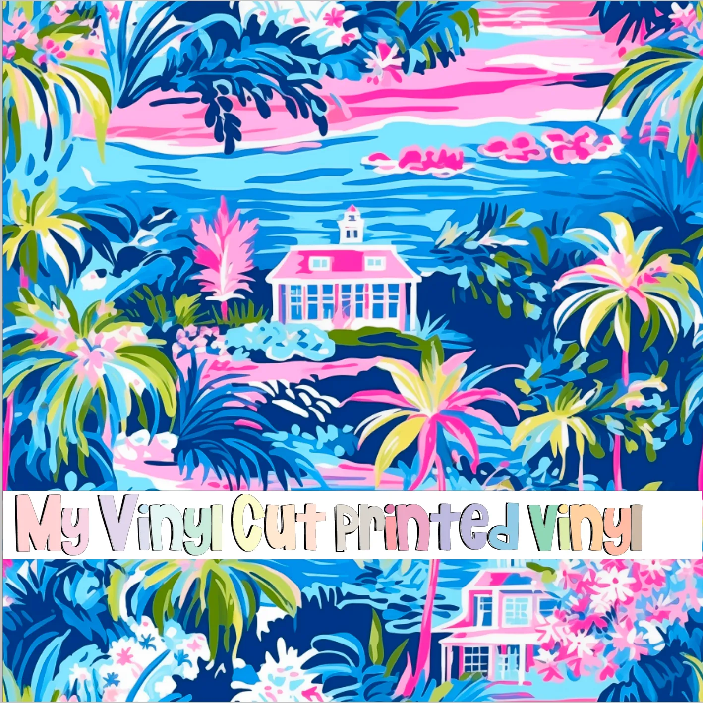 Printed Vinyl & HTV Preppy Beach House J Pattern 12 x 12 inch sheet