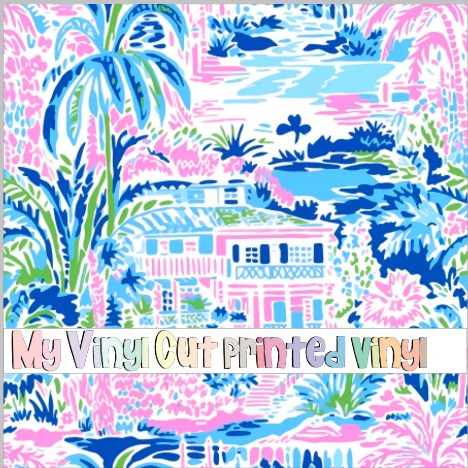 Printed Vinyl & HTV Preppy Beach House O Pattern 12 x 12 inch sheet