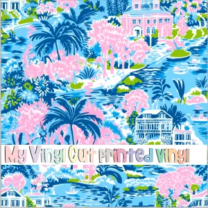 Printed Vinyl & HTV Preppy Beach House Q Pattern 12 x 12 inch sheet