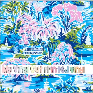 Printed Vinyl & HTV Preppy Beach House S Pattern 12 x 12 inch sheet