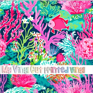 Printed Vinyl & HTV Preppy Coral B Pattern 12 x 12 inch sheet