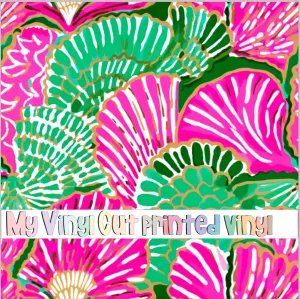 Printed Vinyl & HTV Preppy Coral C Pattern 12 x 12 inch sheet