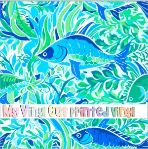 Printed Vinyl & HTV Preppy Fish A Pattern 12 x 12 inch sheet