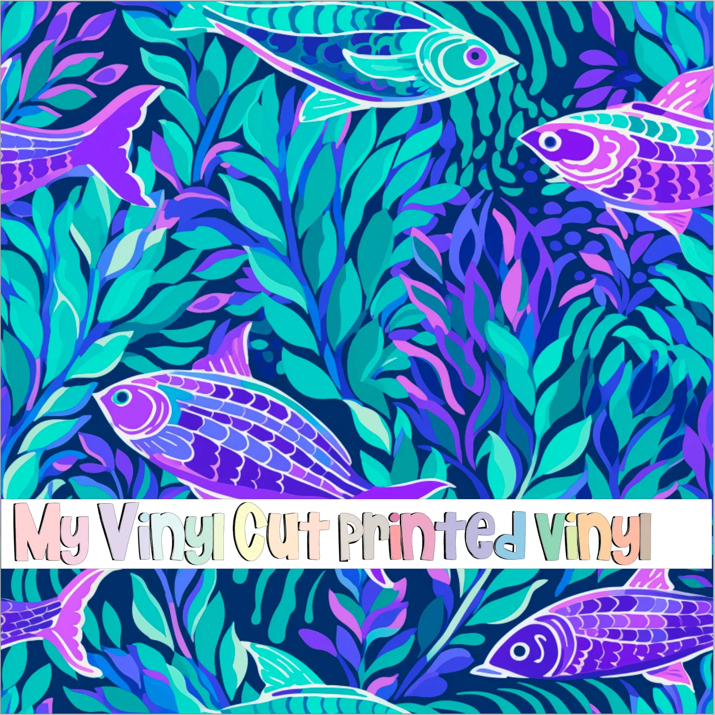 Printed Vinyl & HTV Preppy Fish D Pattern 12 x 12 inch sheet