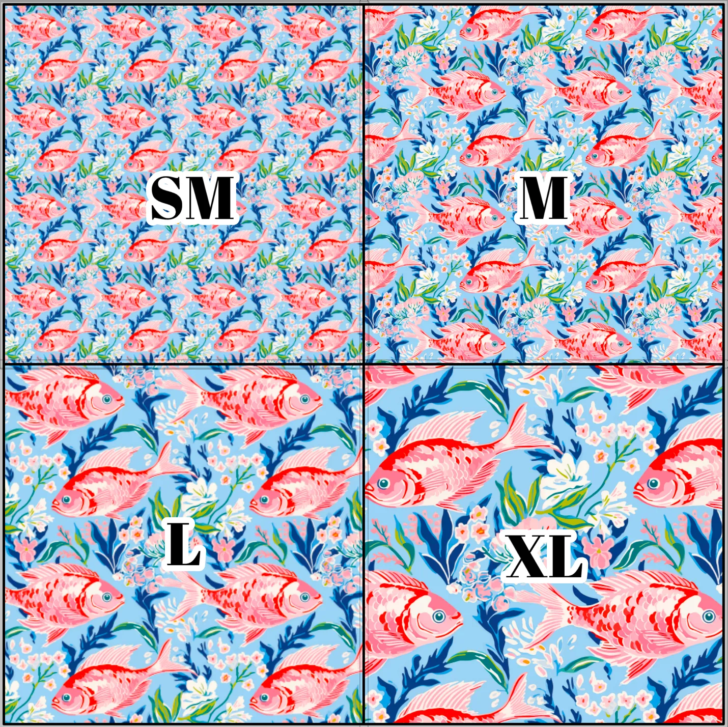 Printed Vinyl & HTV Preppy Fish F Pattern 12 x 12 inch sheet