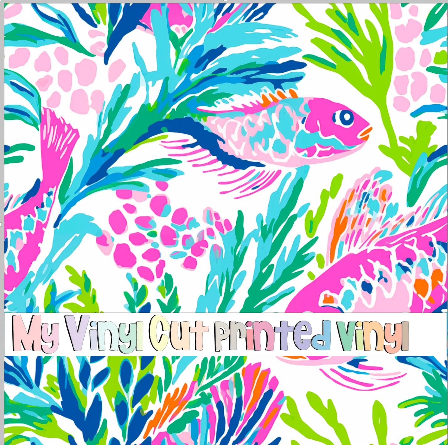 Printed Vinyl & HTV Preppy Fish G Pattern 12 x 12 inch sheet