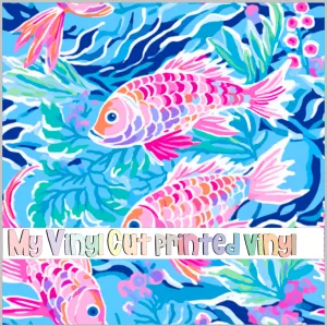 Printed Vinyl & HTV Preppy Fish H Pattern 12 x 12 inch sheet