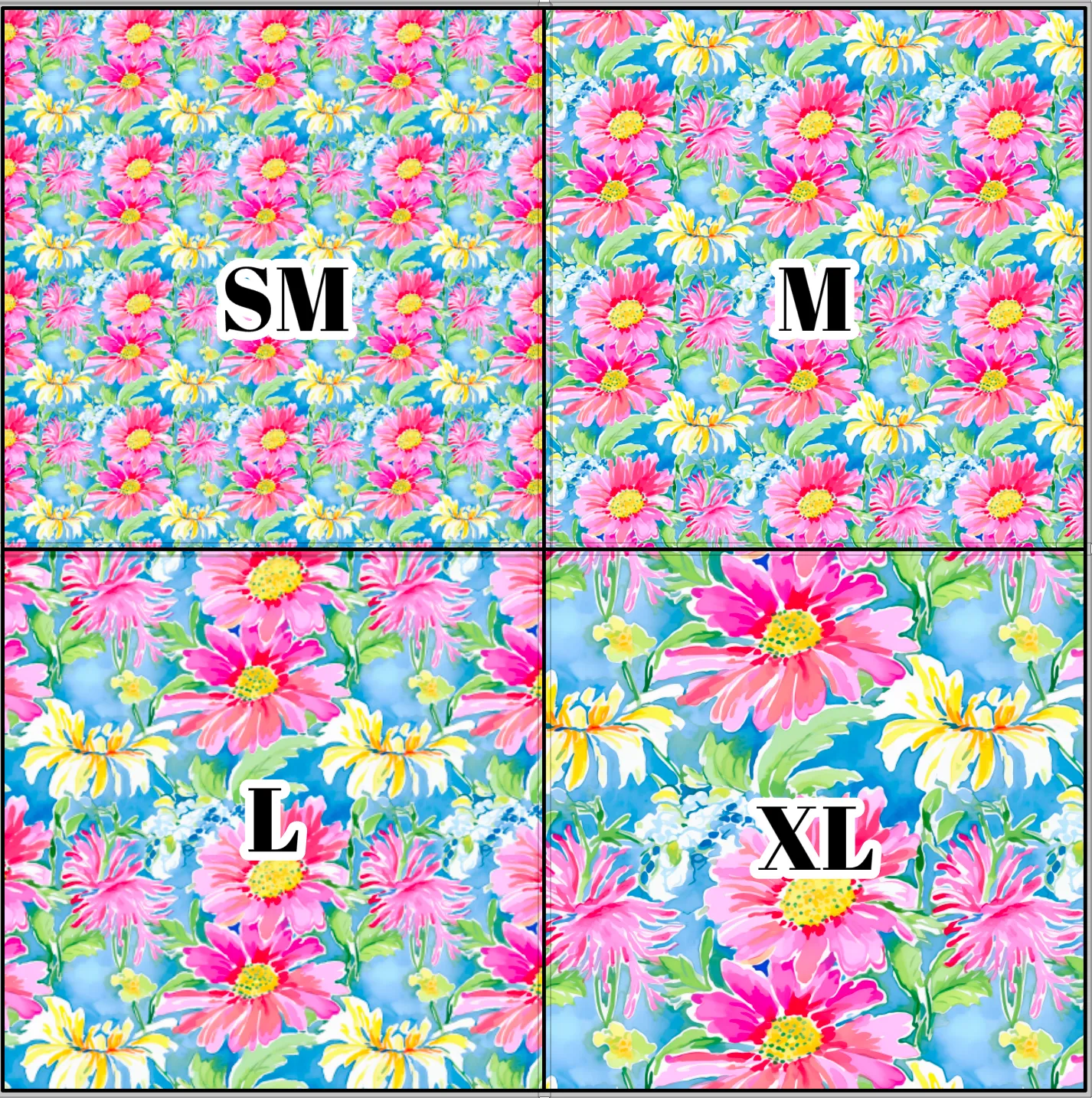 Printed Vinyl & HTV Preppy Floral B Pattern 12 x 12 inch sheet