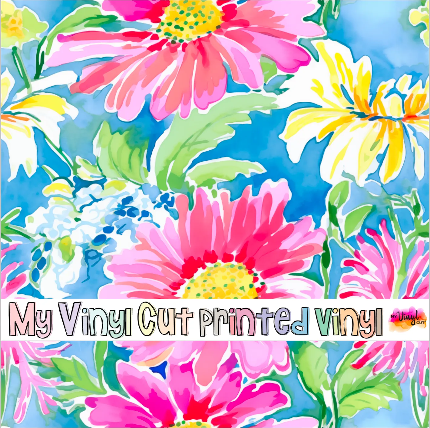 Printed Vinyl & HTV Preppy Floral B Pattern 12 x 12 inch sheet