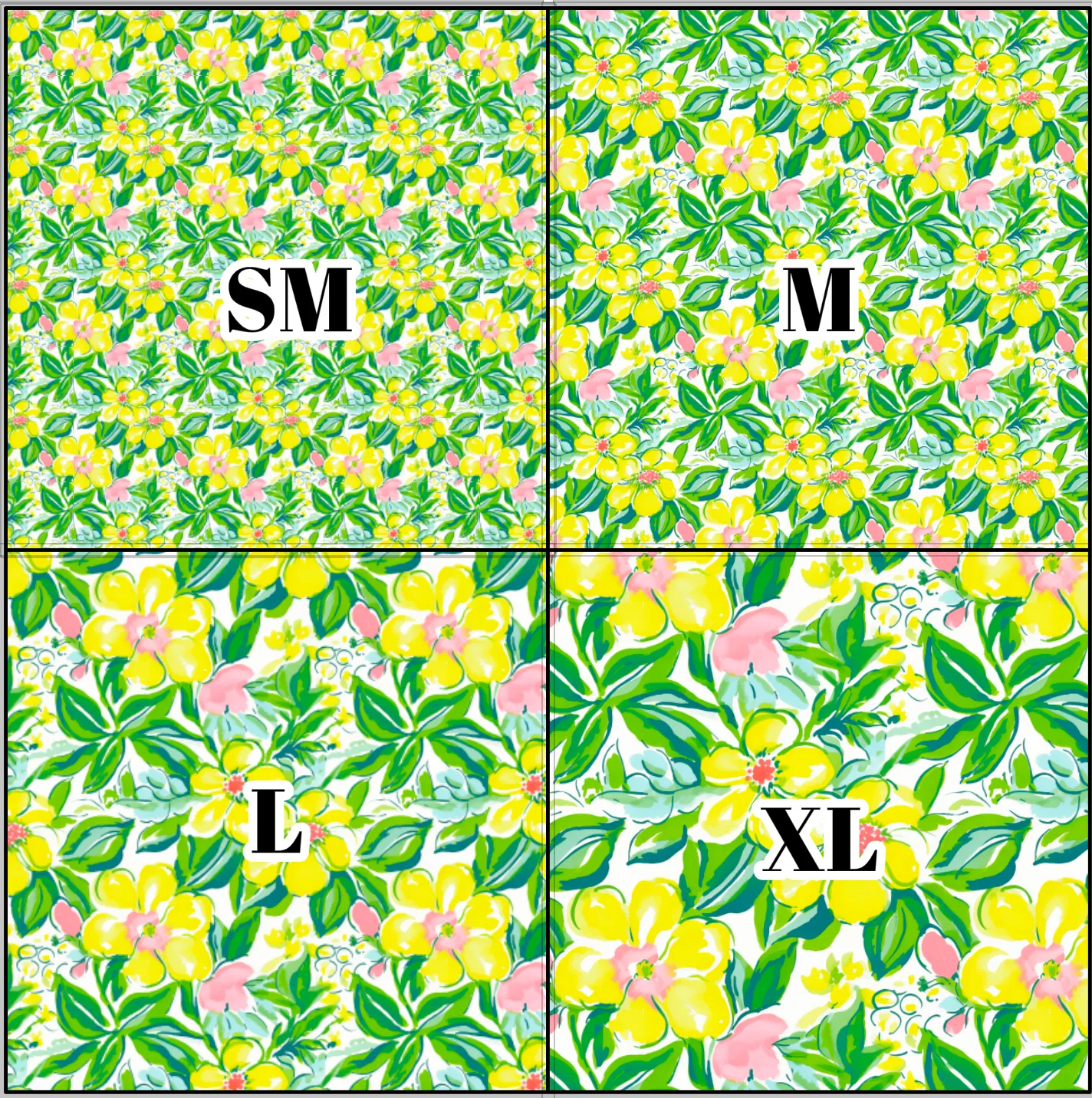 Printed Vinyl & HTV Preppy Floral D Pattern 12 x 12 inch sheet