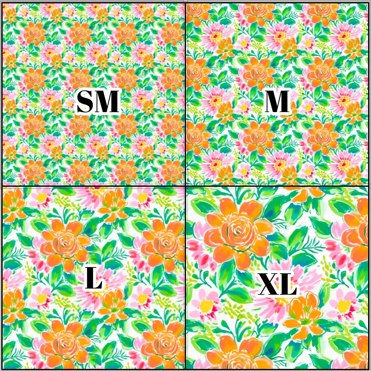 Printed Vinyl & HTV Preppy Floral E Pattern 12 x 12 inch sheet