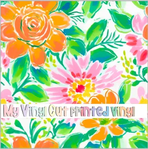 Printed Vinyl & HTV Preppy Floral E Pattern 12 x 12 inch sheet