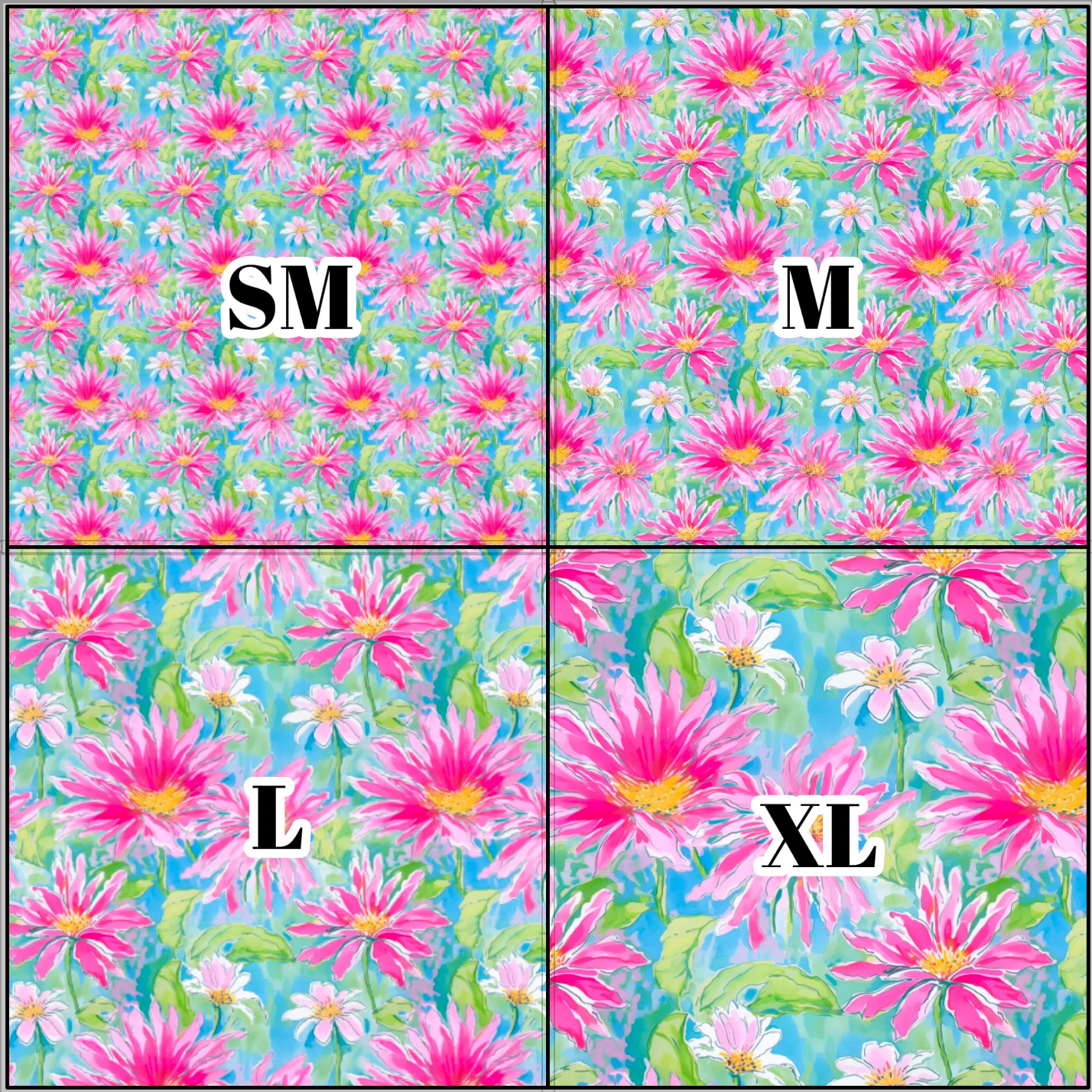 Printed Vinyl & HTV Preppy Floral F Pattern 12 x 12 inch sheet