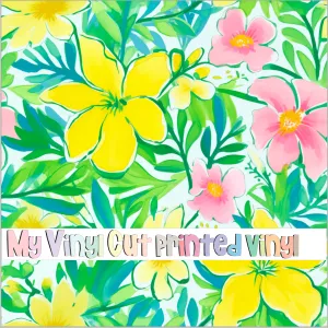 Printed Vinyl & HTV Preppy Floral H Pattern 12 x 12 inch sheet