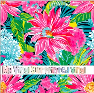 Printed Vinyl & HTV Preppy Florals D Pattern 12 x 12 inch sheet