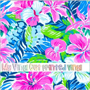 Printed Vinyl & HTV Preppy Florals F Pattern 12 x 12 inch sheet