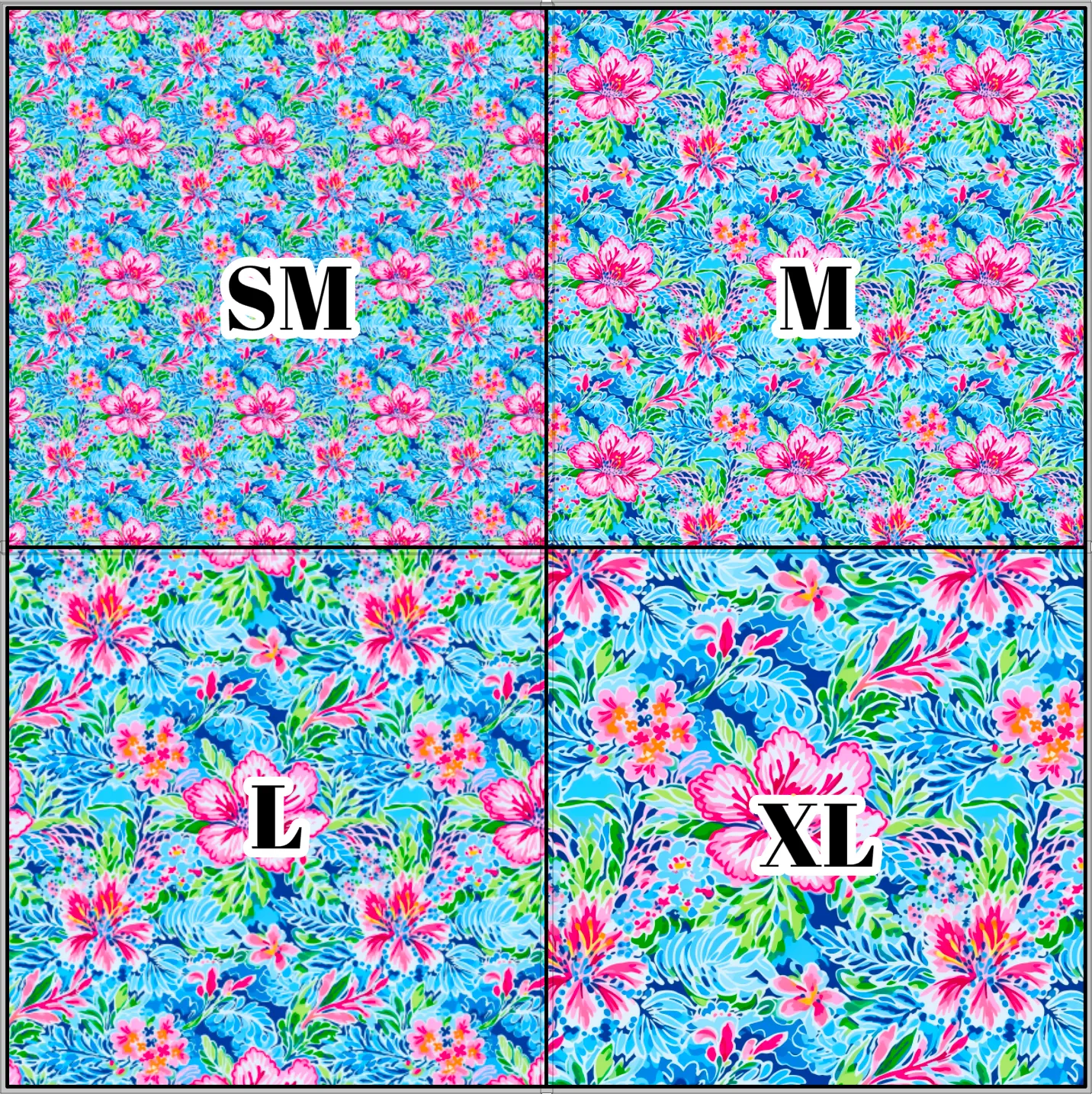 Printed Vinyl & HTV Preppy Florals H Pattern 12 x 12 inch sheet