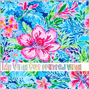 Printed Vinyl & HTV Preppy Florals H Pattern 12 x 12 inch sheet