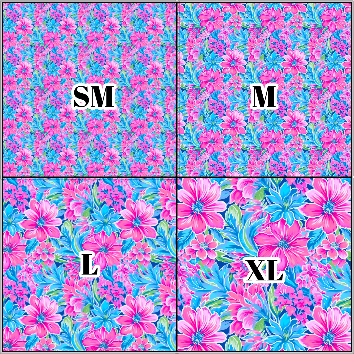 Printed Vinyl & HTV Preppy Florals J Pattern 12 x 12 inch sheet