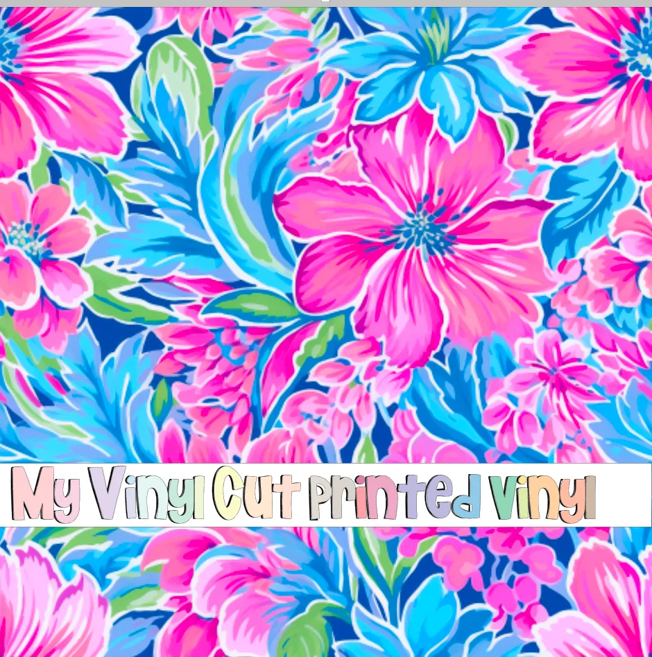 Printed Vinyl & HTV Preppy Florals J Pattern 12 x 12 inch sheet