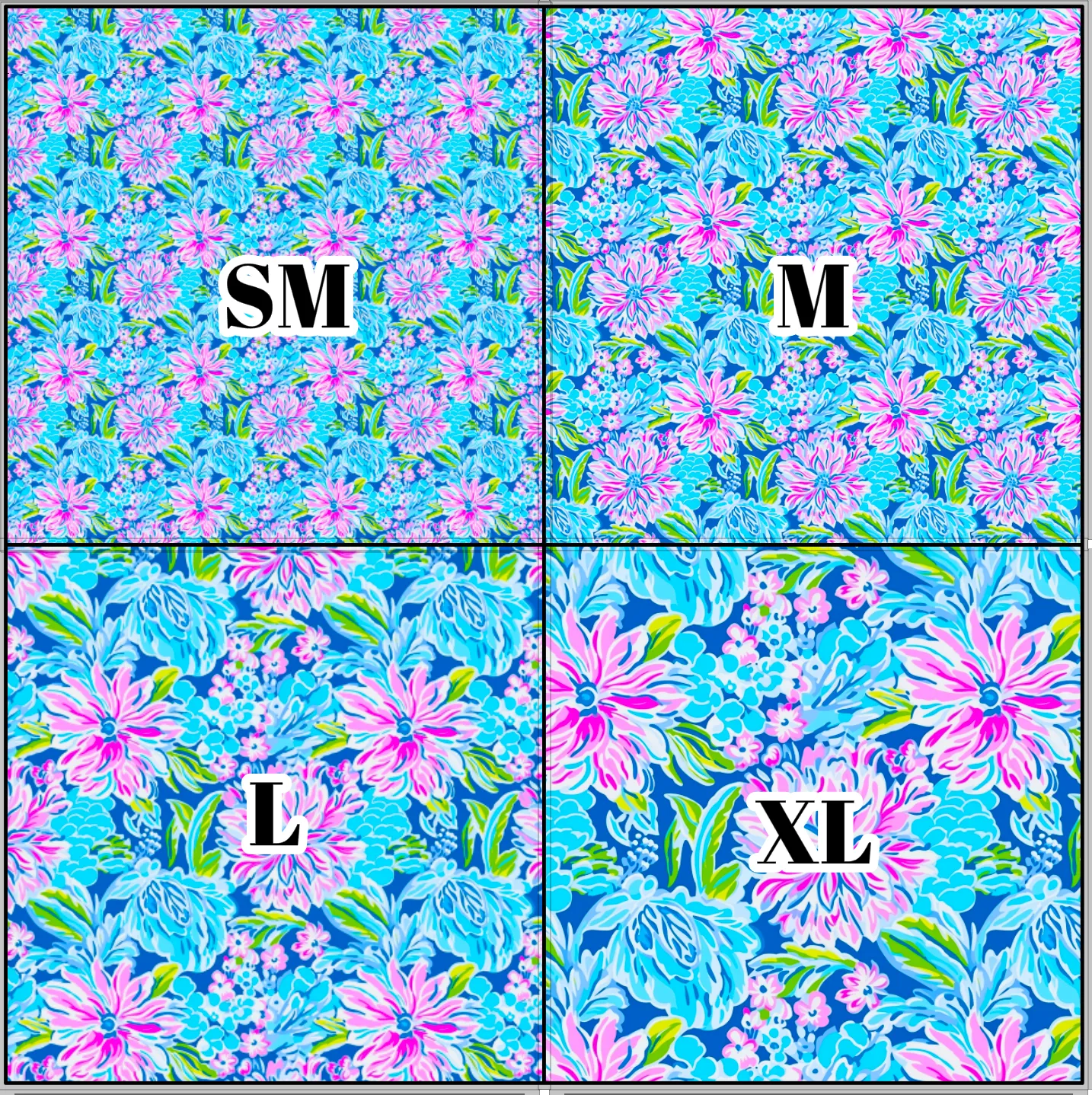 Printed Vinyl & HTV Preppy Florals K Pattern 12 x 12 inch sheet