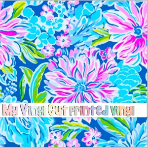 Printed Vinyl & HTV Preppy Florals K Pattern 12 x 12 inch sheet