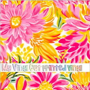 Printed Vinyl & HTV Preppy Florals N Pattern 12 x 12 inch sheet