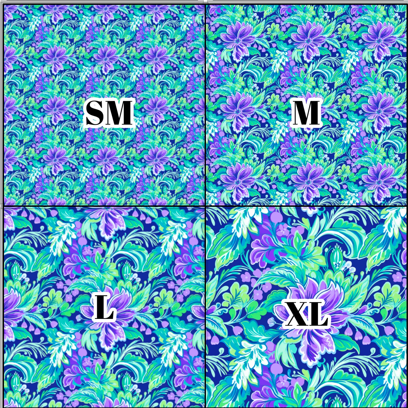 Printed Vinyl & HTV Preppy Florals O Pattern 12 x 12 inch sheet