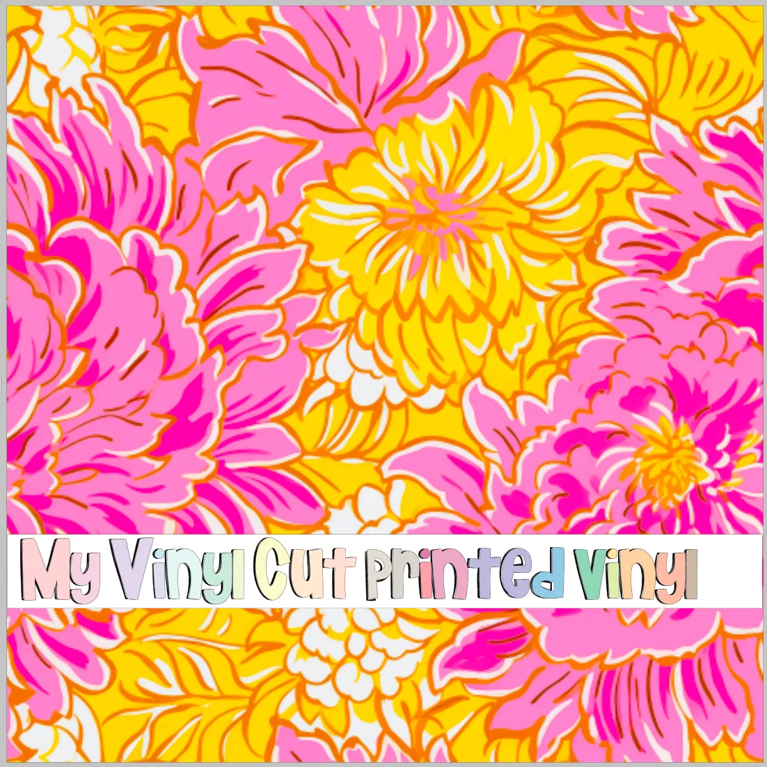 Printed Vinyl & HTV Preppy Florals Q Pattern 12 x 12 inch sheet