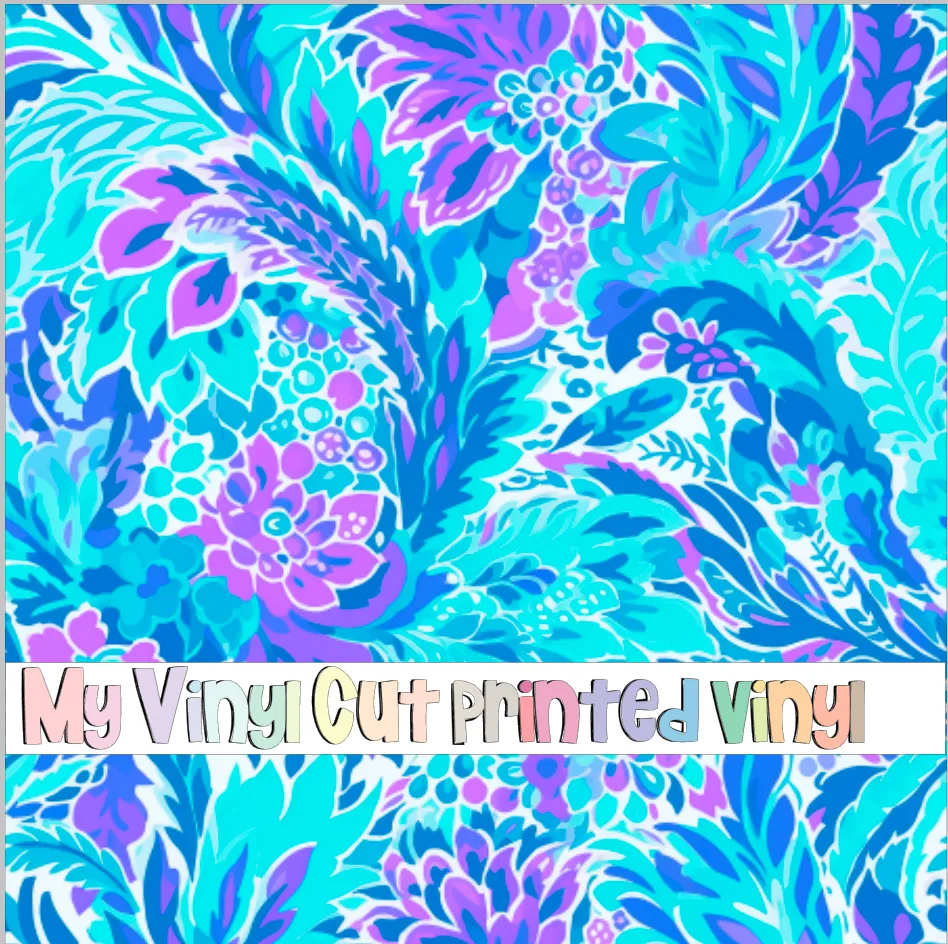 Printed Vinyl & HTV Preppy Florals R Pattern 12 x 12 inch sheet