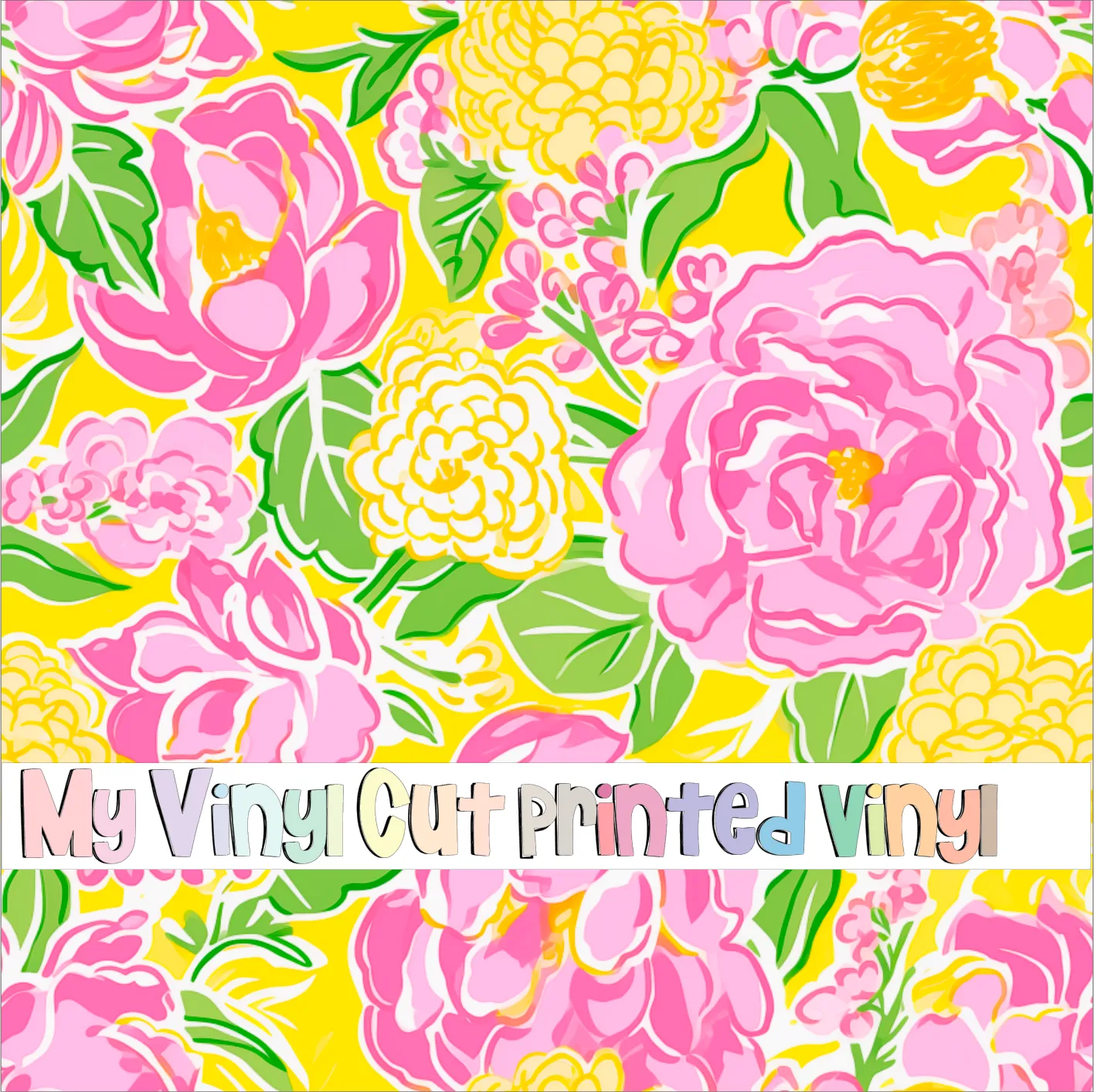 Printed Vinyl & HTV Preppy Florals S Pattern 12 x 12 inch sheet