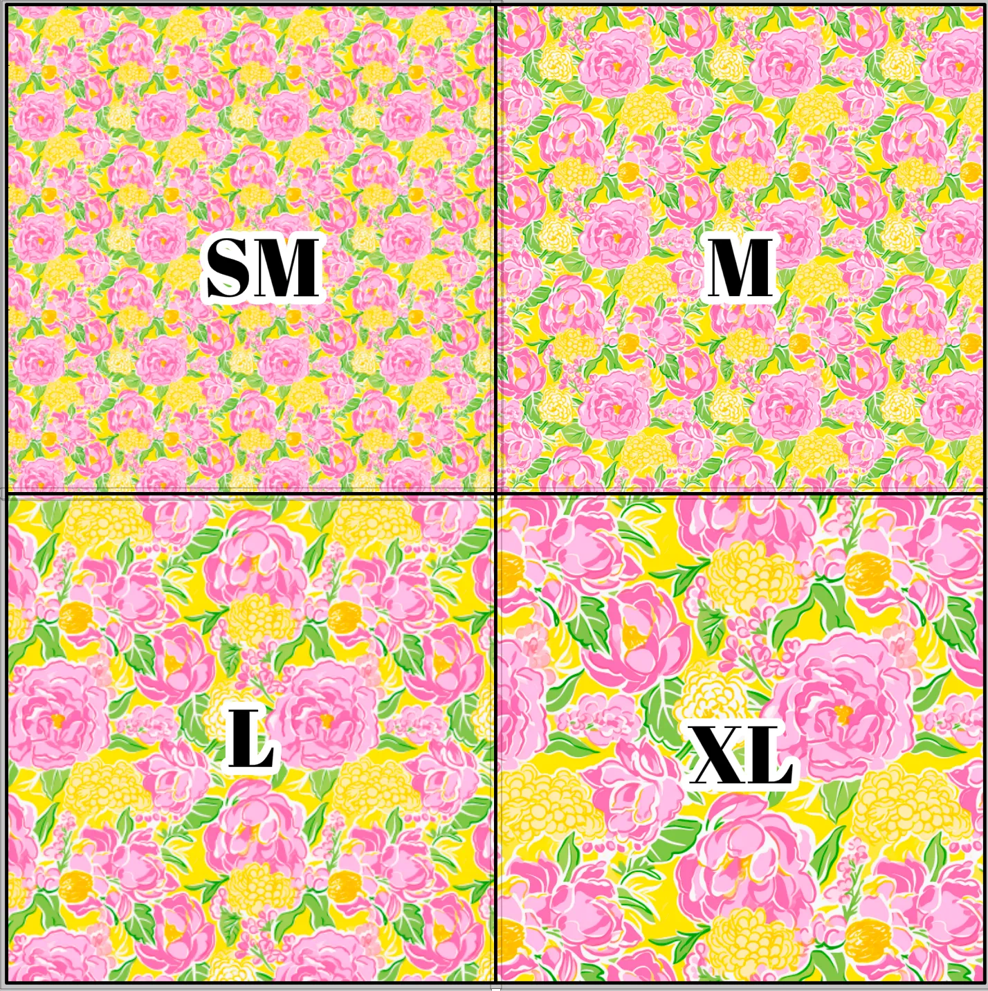 Printed Vinyl & HTV Preppy Florals S Pattern 12 x 12 inch sheet