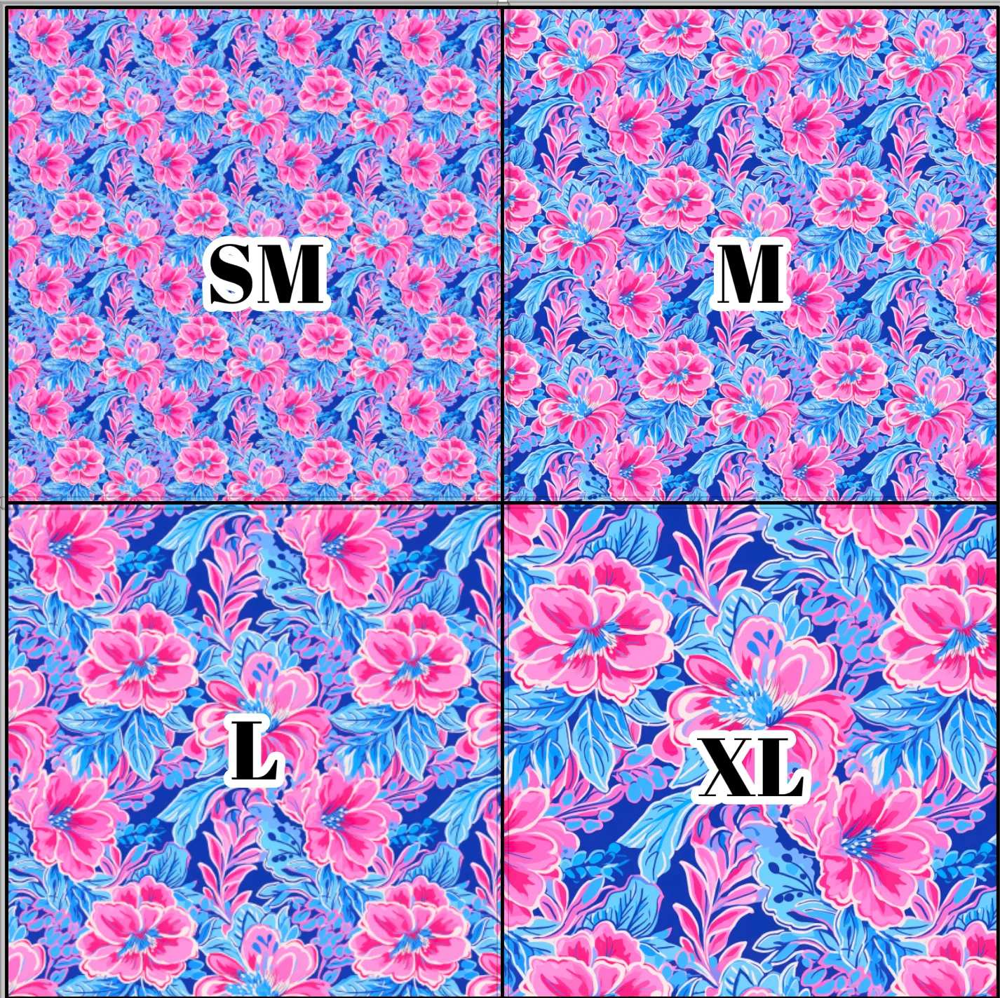 Printed Vinyl & HTV Preppy Florals T Pattern 12 x 12 inch sheet