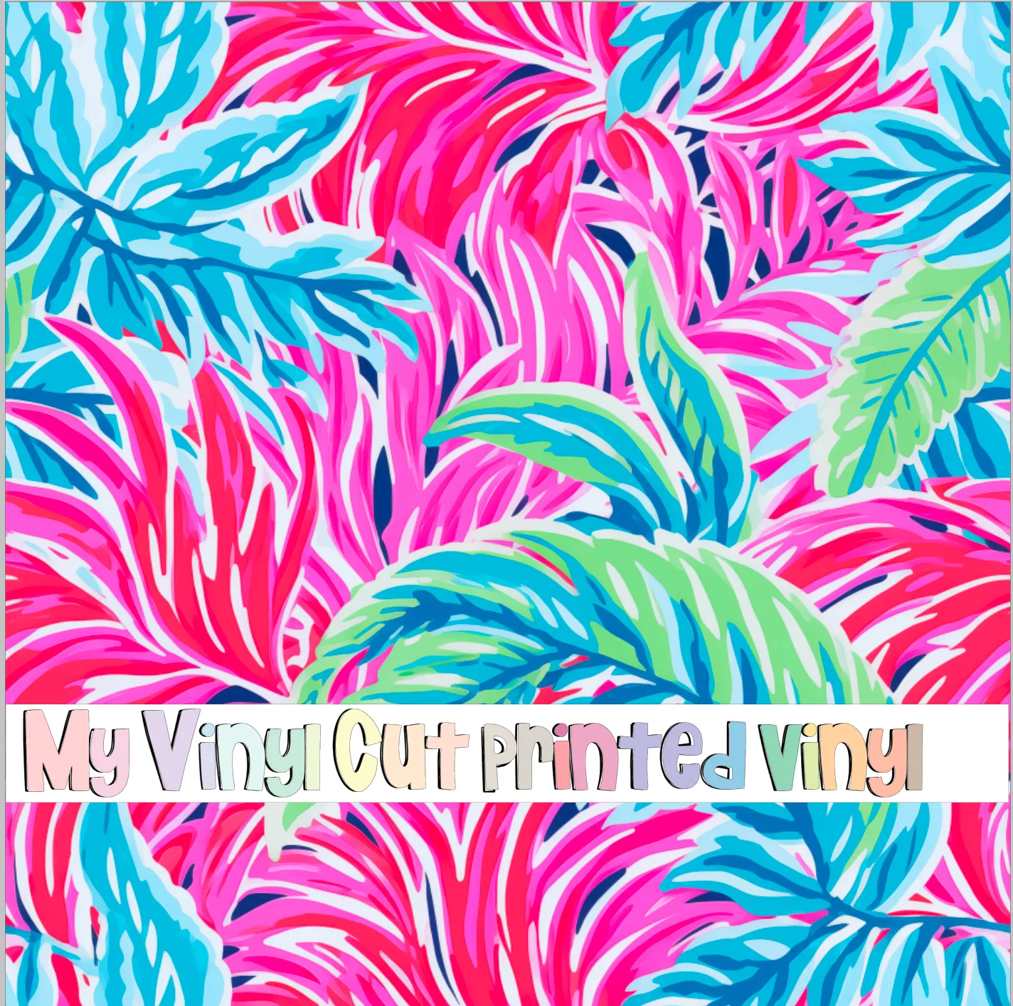 Printed Vinyl & HTV Preppy Fronds C Pattern 12 x 12 inch sheet