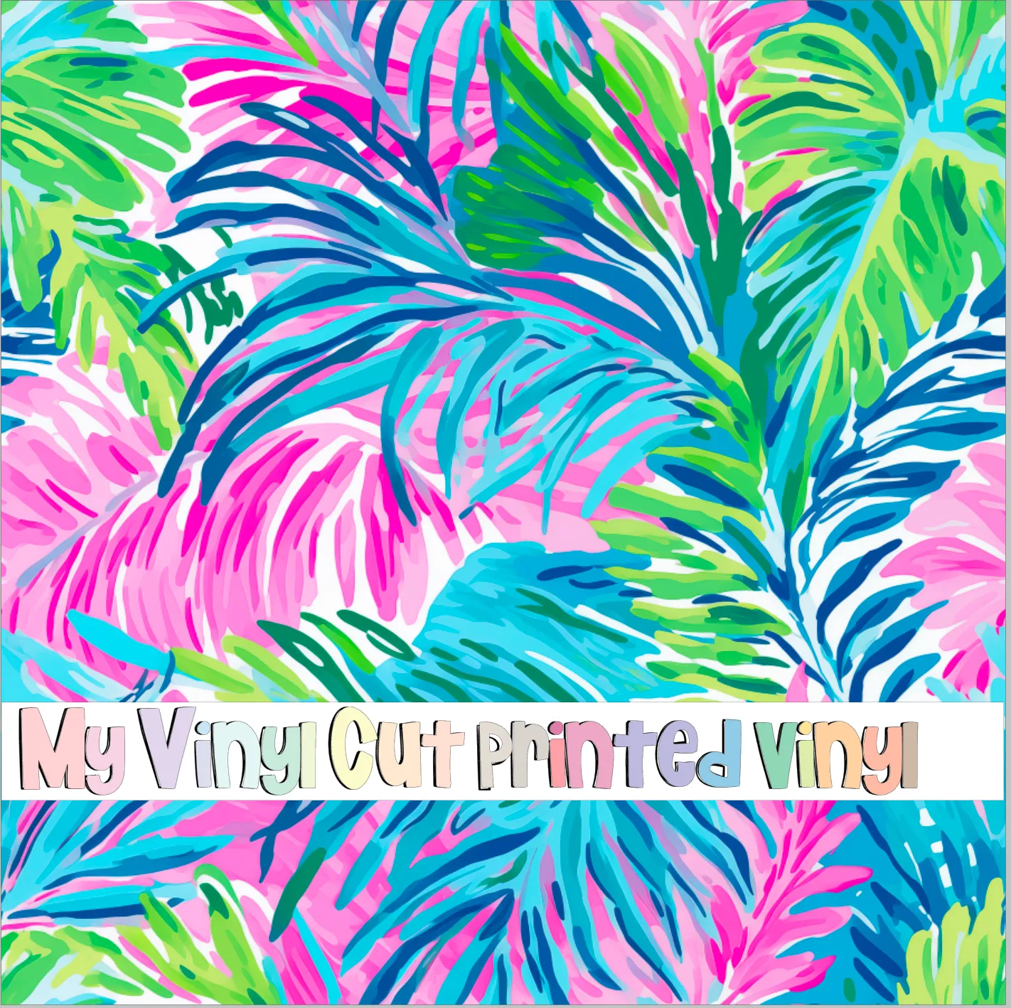 Printed Vinyl & HTV Preppy Fronds D Pattern 12 x 12 inch sheet