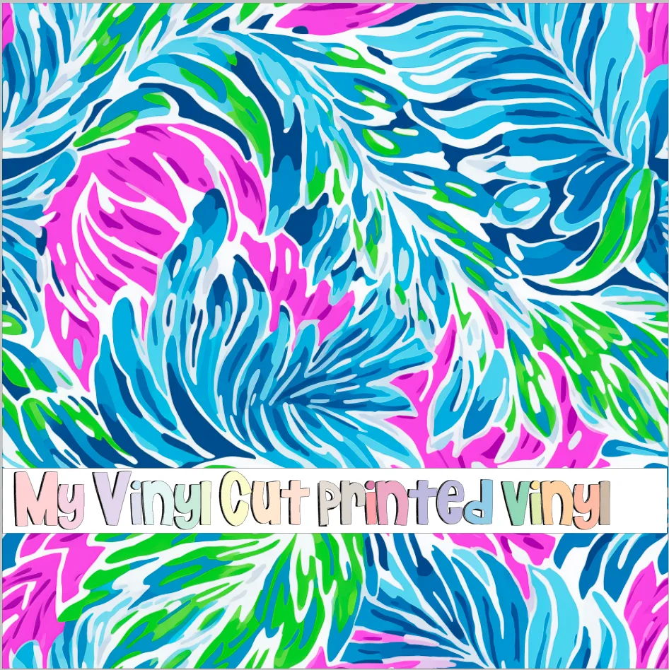 Printed Vinyl & HTV Preppy Fronds F Pattern 12 x 12 inch sheet