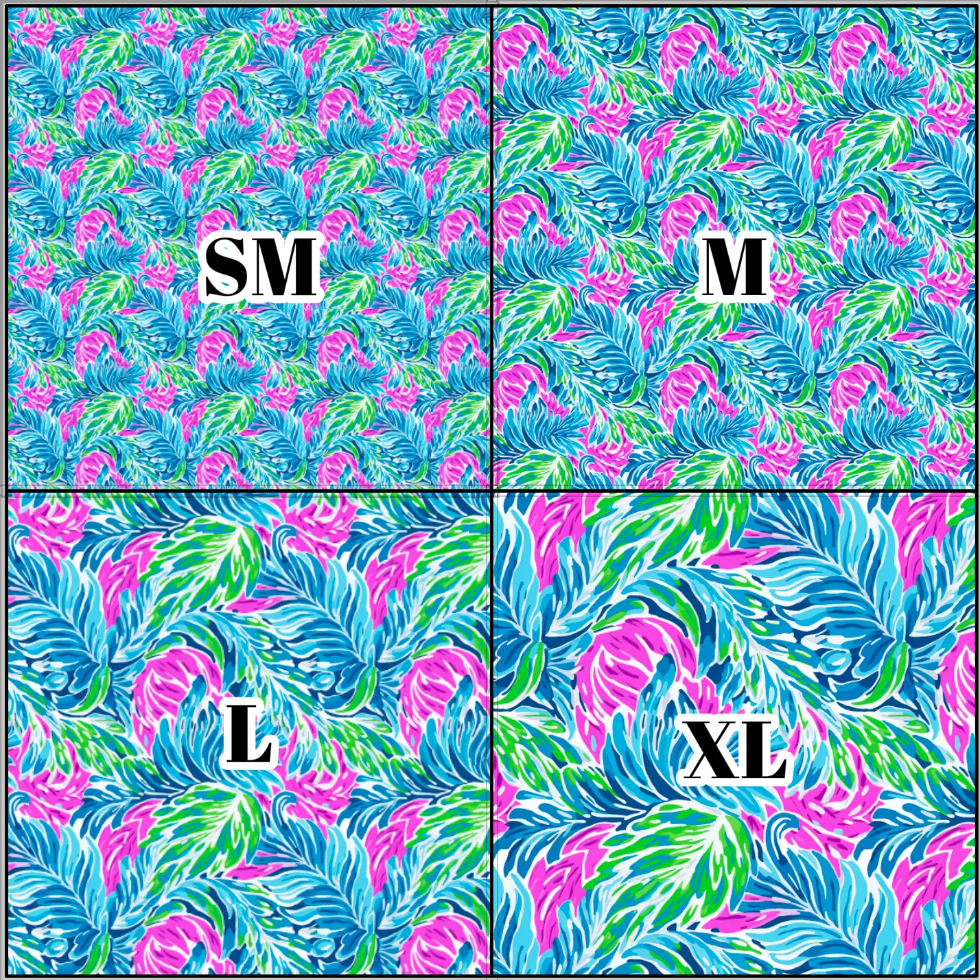 Printed Vinyl & HTV Preppy Fronds F Pattern 12 x 12 inch sheet