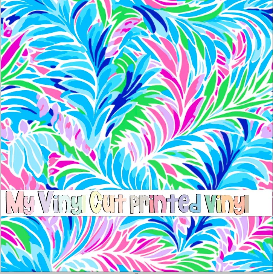 Printed Vinyl & HTV Preppy Fronds I Pattern 12 x 12 inch sheet