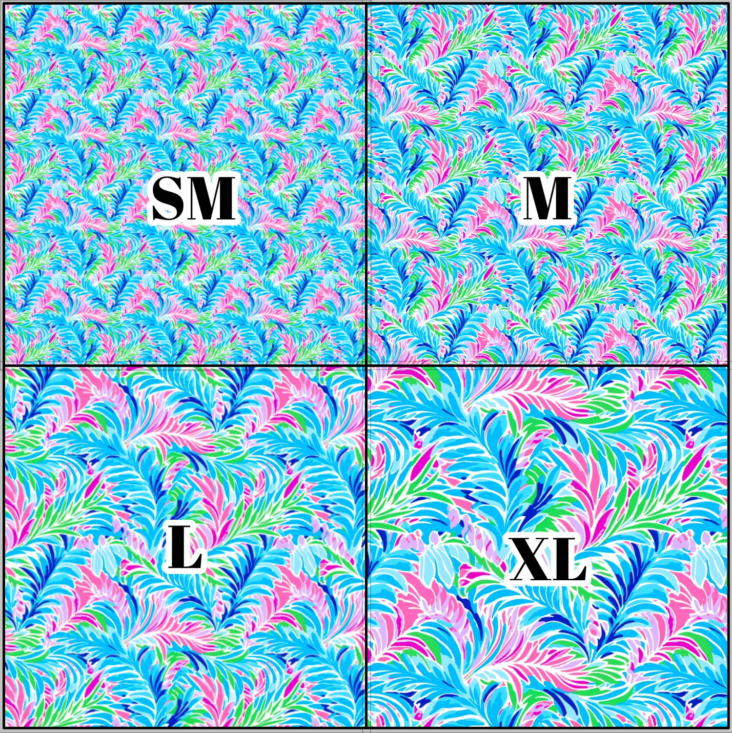 Printed Vinyl & HTV Preppy Fronds I Pattern 12 x 12 inch sheet