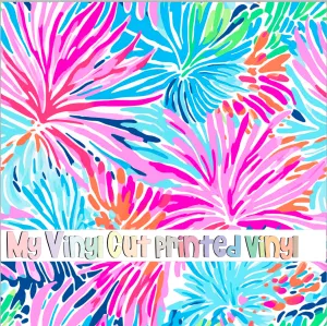 Printed Vinyl & HTV Preppy Fronds J Pattern 12 x 12 inch sheet