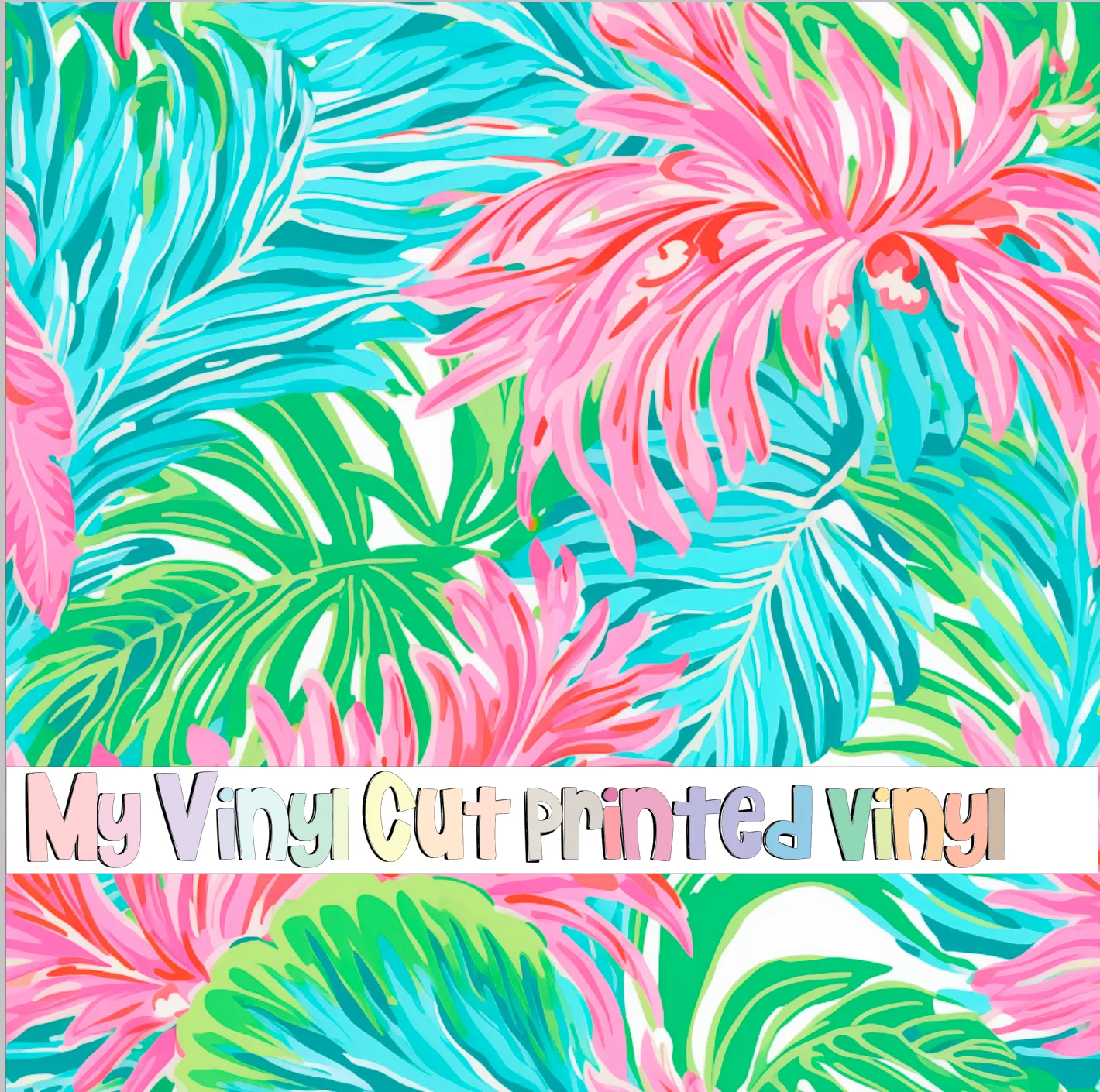 Printed Vinyl & HTV Preppy Fronds K Pattern 12 x 12 inch sheet