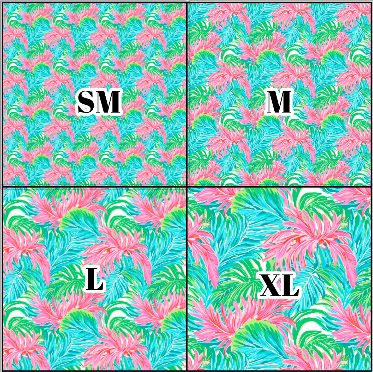 Printed Vinyl & HTV Preppy Fronds K Pattern 12 x 12 inch sheet