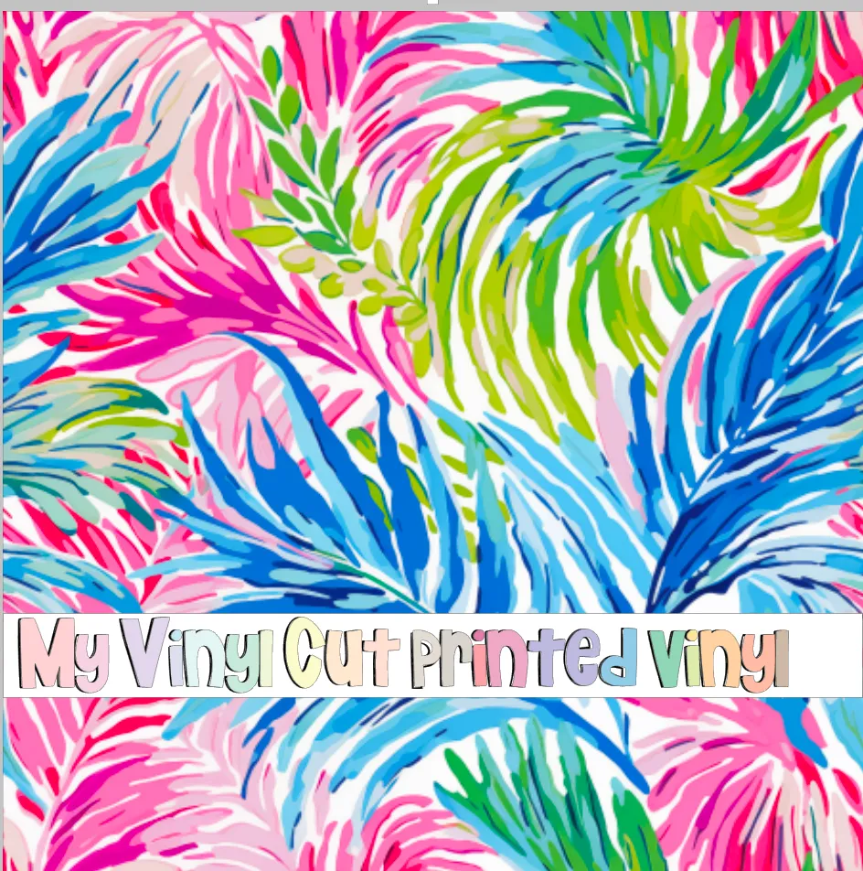 Printed Vinyl & HTV Preppy Fronds M Pattern 12 x 12 inch sheet