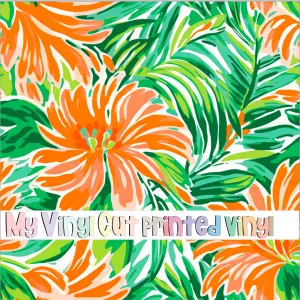 Printed Vinyl & HTV Preppy Fronds N Pattern 12 x 12 inch sheet