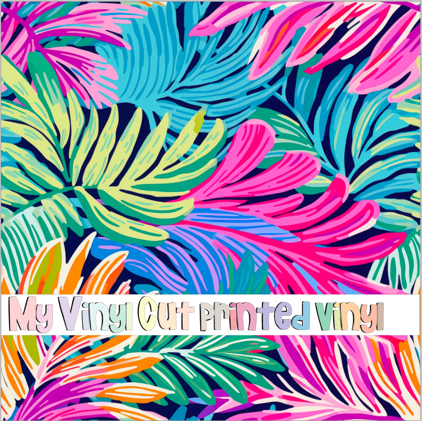 Printed Vinyl & HTV Preppy Fronds O Pattern 12 x 12 inch sheet